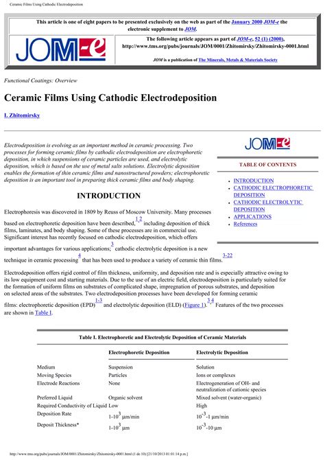 Ceramic films using cathodic electrodeposition | PDF