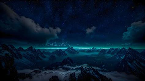 Premium AI Image | A night sky with mountains and a starry sky