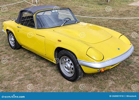 Closeup Of Details Of Yellow Vintage Historic Lotus Elan Sprint