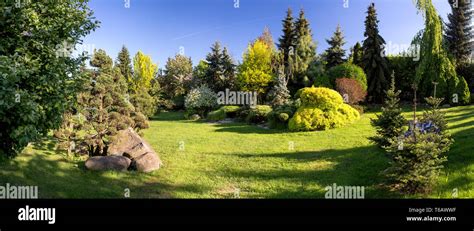 Beautiful spring garden design Stock Photo - Alamy