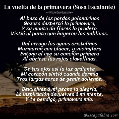 Poema La Vuelta De La Primavera Sosa Escalante De Francisco Sosa