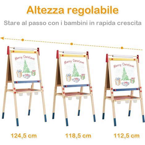 Costway Cavalletto Per Bambini In Lavagna Bifacciale Cavalletto