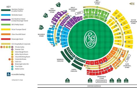 Sydney Cricket Ground Seating Chart with Rows and Seat Numbers 2024