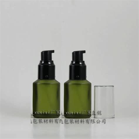 30ml Olive Green Frosted Glass Lotion Bottle With Black Plastic Lotion