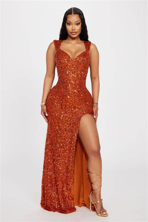 Dianne Sequin Maxi Dress Rust Fashion Nova Dresses Fashion Nova