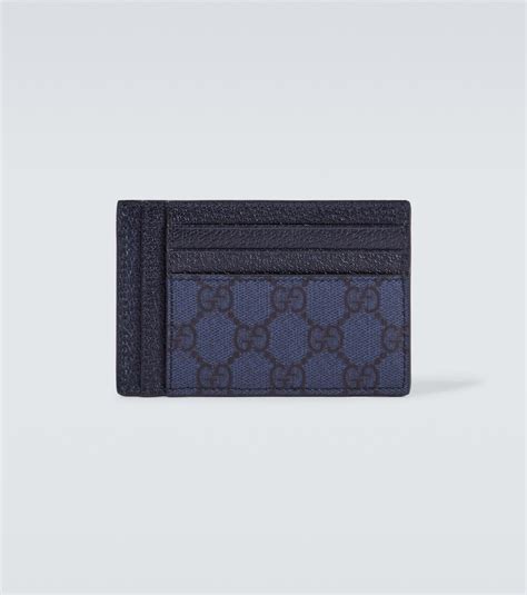 Ophidia Gg Leather Card Holder In Blue Gucci Mytheresa