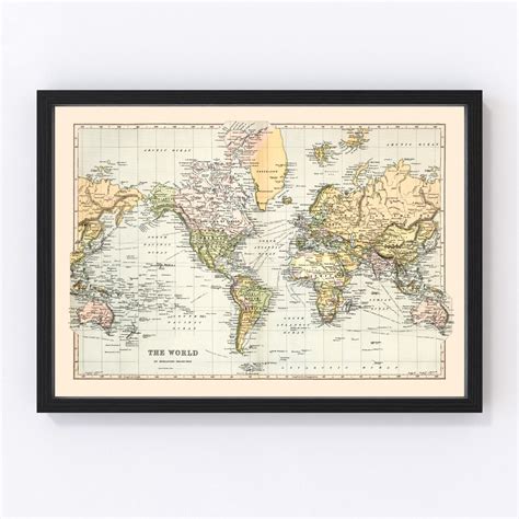 Vintage World Map 1892 By Teds Vintage Art Teds Vintage Art