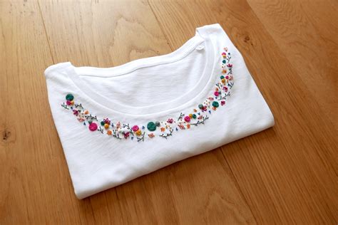 Customizable Hand Embroidered Organic Cotton T Shirt MULTICOLORED