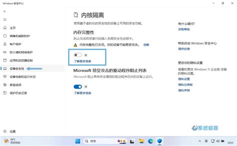 如何关闭 Windows 11 内存完整性功能 系统极客