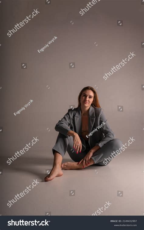 Beautiful Blonde Girl Pantsuit Unbuttoned Jacket Stock Photo 2149432997 Shutterstock