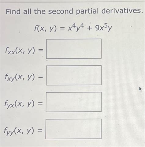 Solved Find All The Second Partial Derivatives Chegg