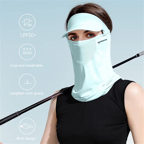 Golf Sun Visor Hat Upf 50 Ice Silk Face Cover Neck Gaiter For Outdoor Sport Ebay