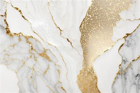 Abstract White And Gold Glitter Marble Texture Background Generative