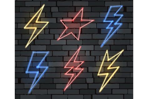 Neon Electrical Lightning Sign Set