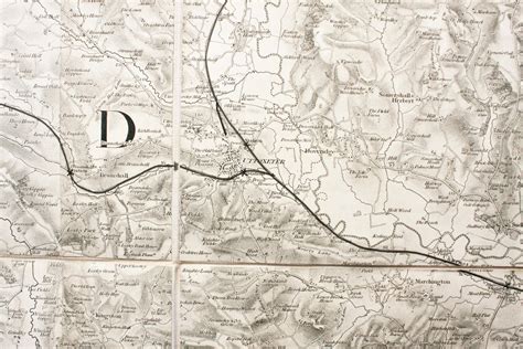 One Inch Ordnance Survey Map Of The Region North And East Of Stafford