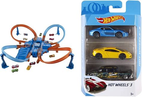 Hot Wheels DTN Trackset mit Rampen Kreuzungen und Looping Parkplätzen Fahrzeug