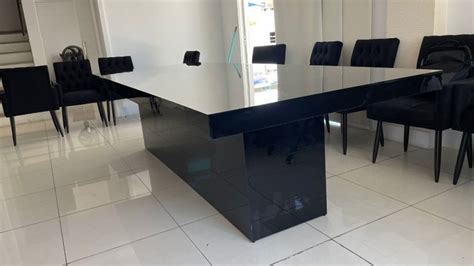 Mesa Jantar Retangular 10 Lugares Em Mdf Branco Ou Preto Brilho Laca