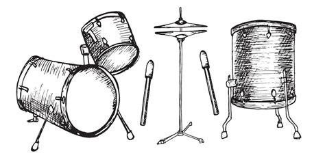 Set Of Drum Kit Drumsticks Vector Illustration Isolated Musical