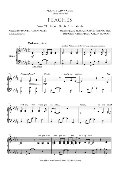 Peaches Arr Danilo Daca Alves By Jack Black Sheet Music For Piano