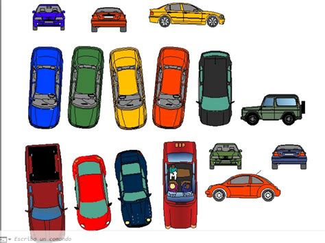 Colored cars; elevations and plants in AutoCAD | CAD (601.08 KB ...