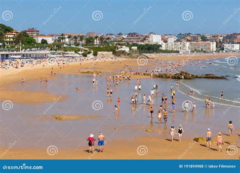 Beach in Santander, Spain. Resort Town Known for Its Sandy Beach ...