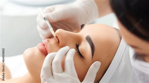 Botox Injections Neurotoxin Botulinum Into The Skin Young Women