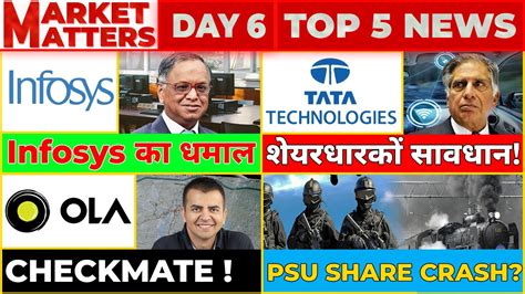 Infosys Share News JSW Share Crash Tata Tech Crash Ola Maps