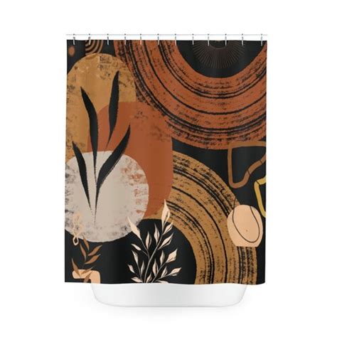 Shower Curtain Boho Mid Century Sunset Abstract Patternstrendy Etsy