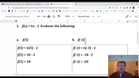 Evaluating Functions Review Video Youtube