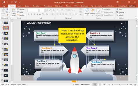 Animated Rocket in Space PowerPoint Template