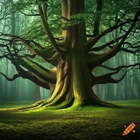 Photo Of Oak And Beech Trees In An Enchanted Forest On Craiyon