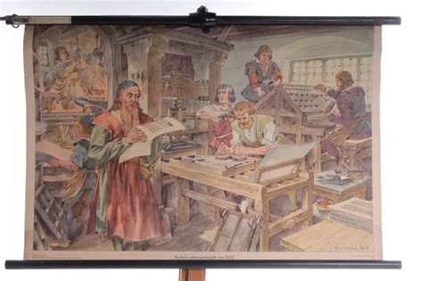 Buchdruckerwerkstatt Werkstatt Tafel Lehrtafel Schule Wandkarte