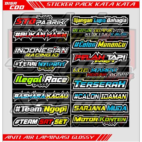 Jual Stiker Pack Kata Kata Stiker Racing Terbaru Stiker Motor