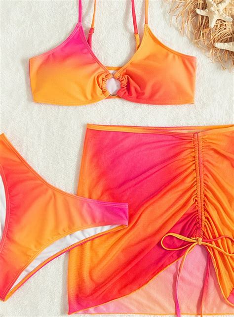 Cross Border Three Piece Swimsuit Printed Backless Bikini Summer Womens Sexy Bikini Zt