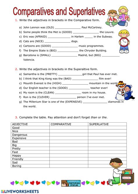 Comparative And Superlative Adjectives Activities