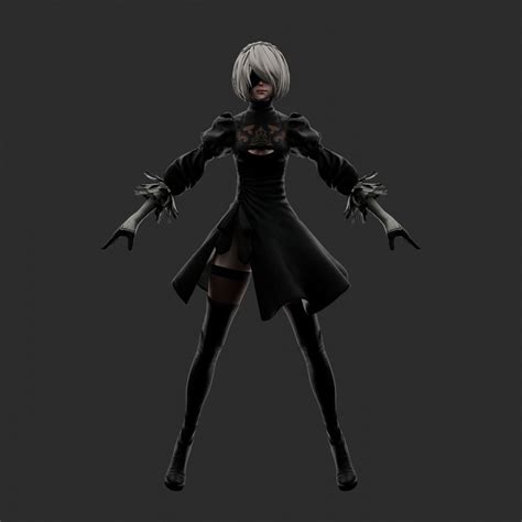 3d Model 2b Nier Automata Yorha Game Ready Vr Ar Low Poly Obj Fbx