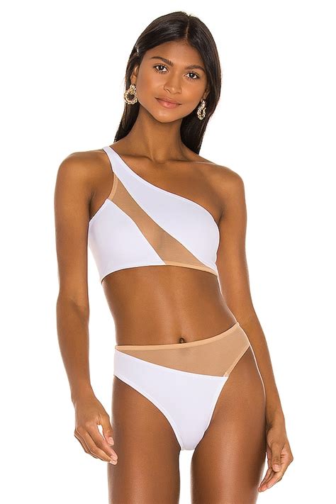 Norma Kamali Snake Mesh Bikini Top In White Nude Mesh REVOLVE