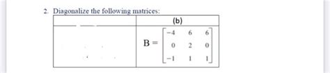 Solved 2. Diagonalize the following matrices: | Chegg.com