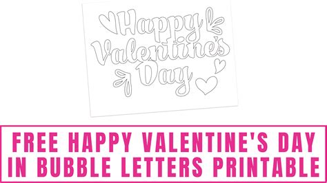 Free Printable Bubble Letters Happy Valentines Day