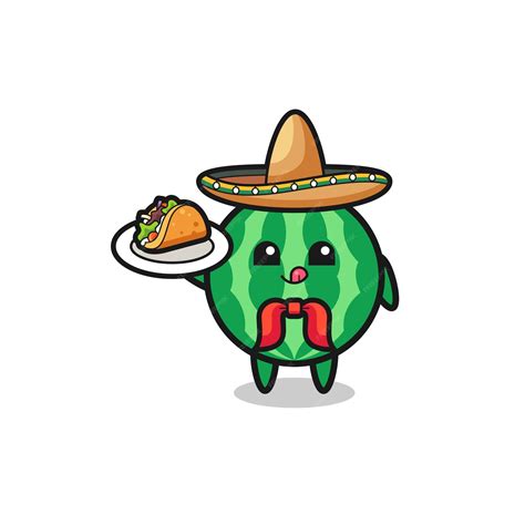 Premium Vector Watermelon Mexican Chef Mascot Holding A Taco Cute Design