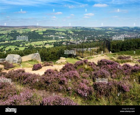 View Over Ilkley From The Swastika Stone At Woodhouse Crag Ilkley Moor