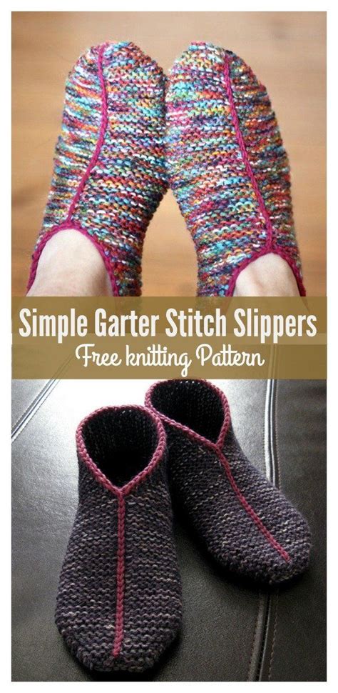 Simple Garter Stitch Slippers Free Knitting Pattern Knit Slippers