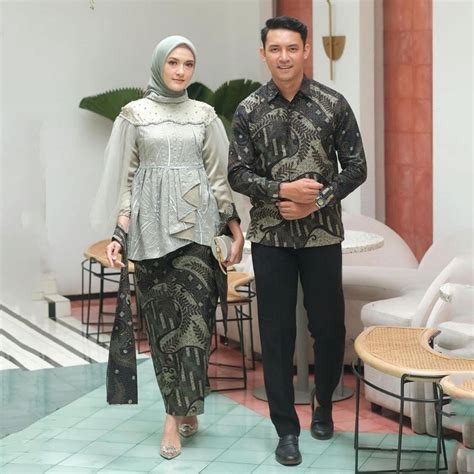 Jual TERBARU Couple Talita Sage Baju Couple Kondangan Batik