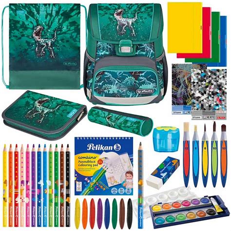 Herlitz Schulranzen Herlitz Schulranzen Set Loop Plus Green Rex 14-teilig