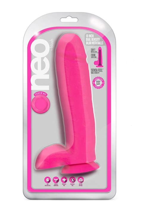 NEO 10 INCH DUAL DENSITY DILDO NEON PINK 50 95