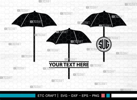 Beach Umbrella Monogram Beach Umbrella Silhouette Beach Umbrella Svg