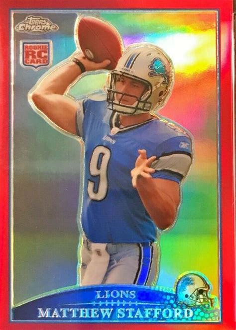 Matthew Stafford 2009 Topps Chrome TC210 Red Refractor 25 PSA 10