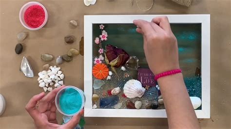 Framed Resin Art Epoxy Seashells Beach Glass 3 Youtube