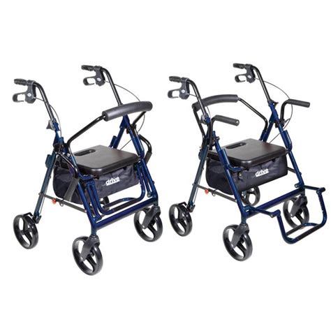 Drive Medical Duet Dual Function Transport Wheelchair Rollator Rolling