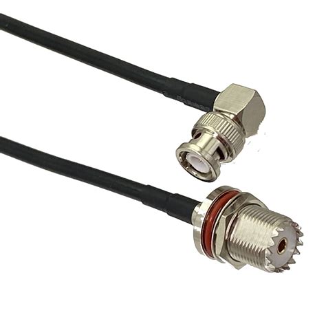 Rg Uhf So Female Jack Bulkhead To Bnc Male Plug Right Angle Crimp